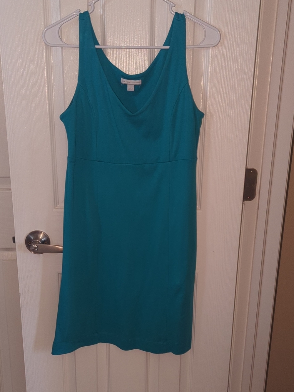 New York & Company Teal Sleeveless V-Neck Midi Dress